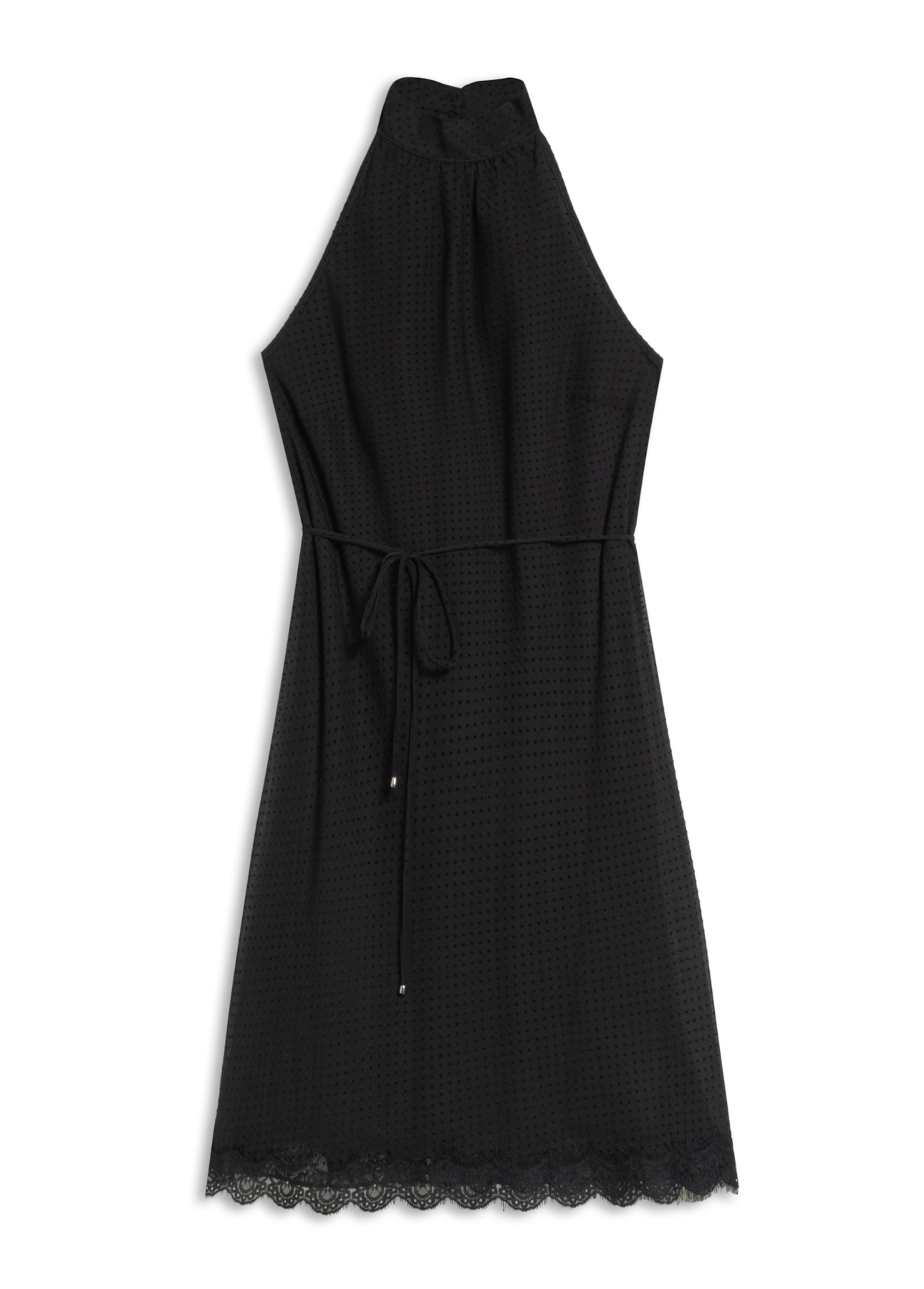 Vestido Dots Halter Neck Preto