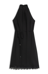 Vestido Dots Halter Neck Preto