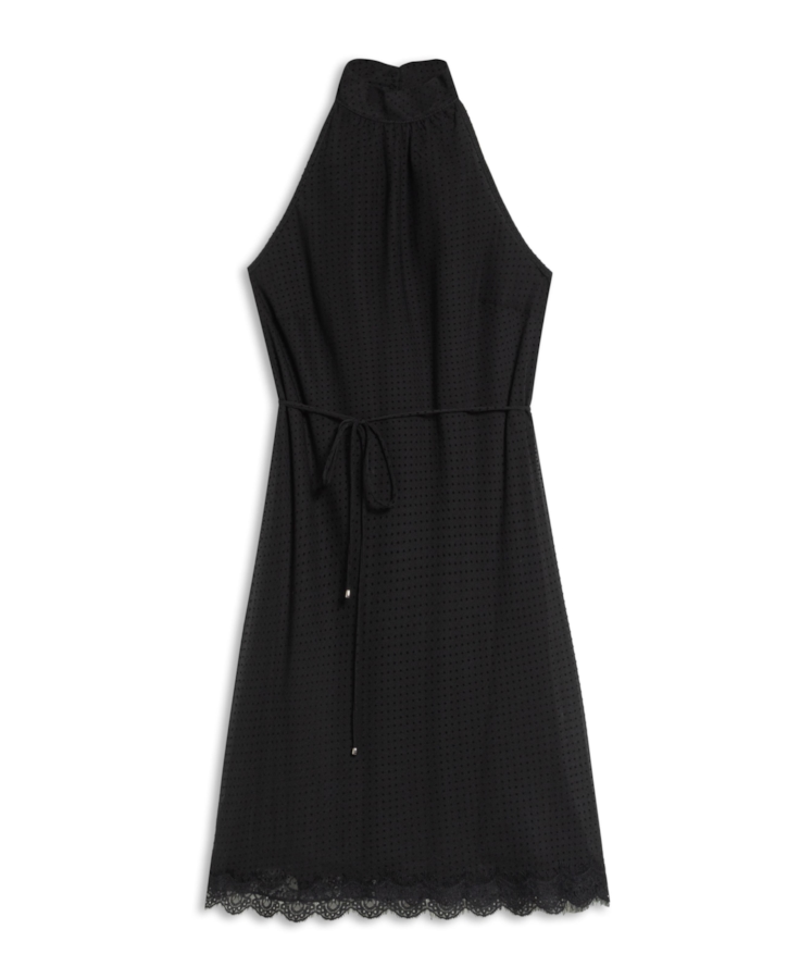 Vestido Dots Halter Neck Preto
