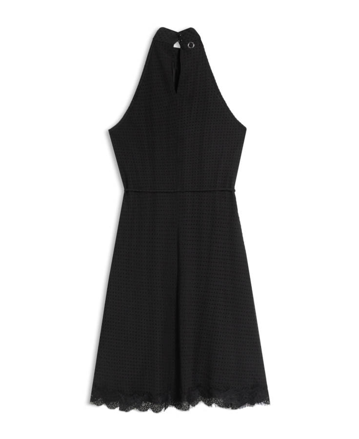 Vestido Dots Halter Neck Preto