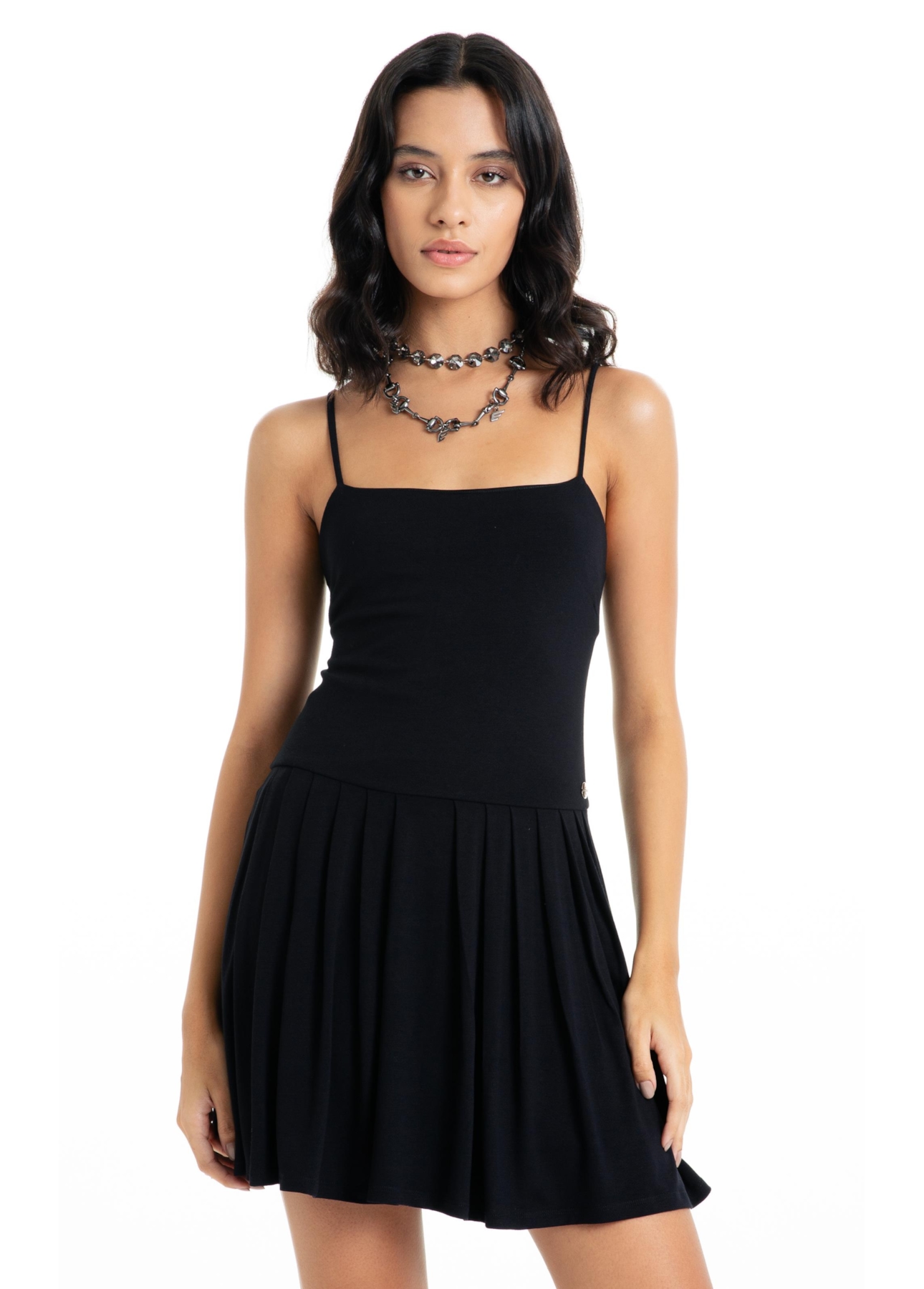 Vestido Ellus Crepe Desire Strapp Mini Preto