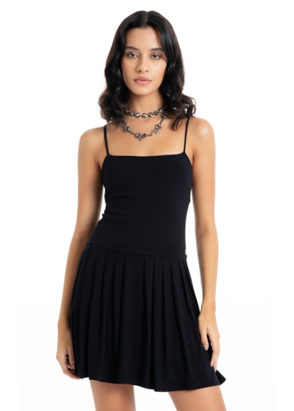 Vestido Ellus Crepe Desire Strapp Mini Preto