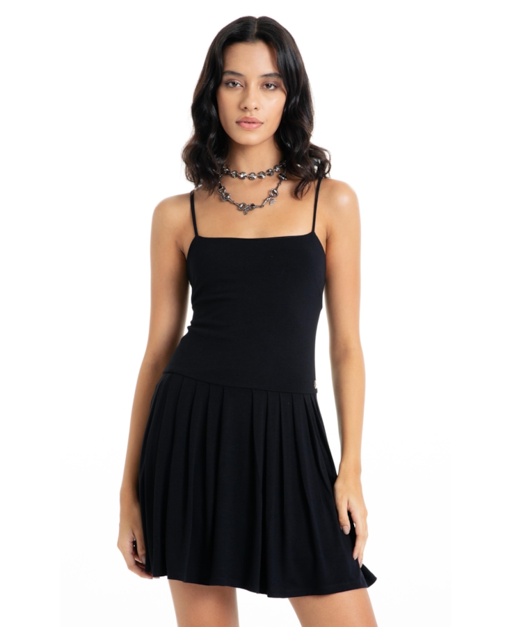 Vestido Ellus Crepe Desire Strapp Mini Preto