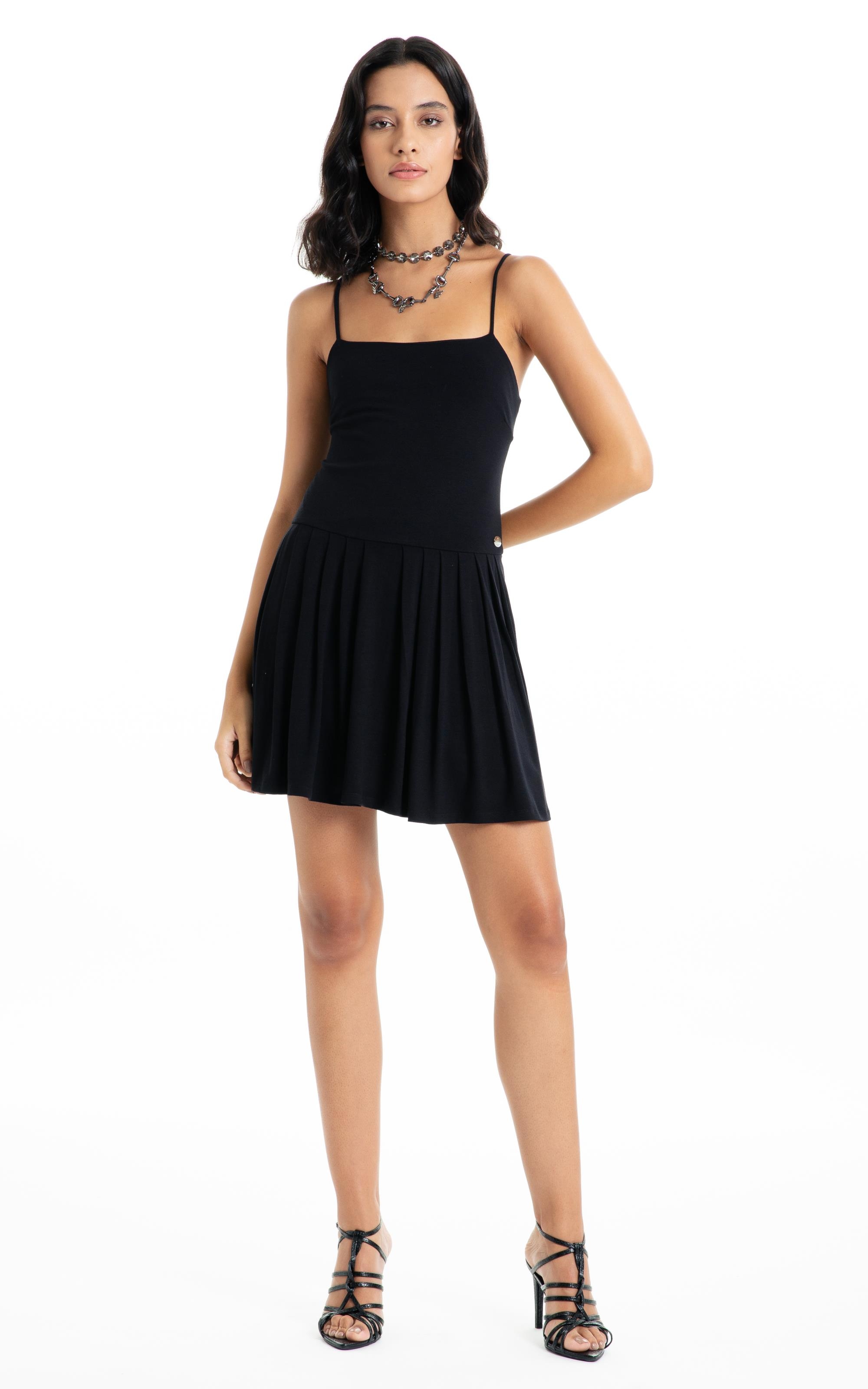Vestido Ellus Crepe Desire Strapp Mini Preto