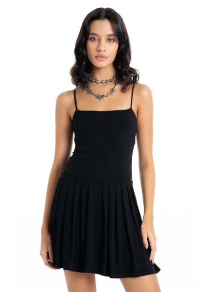 Vestido Ellus Crepe Desire Strapp Mini Preto