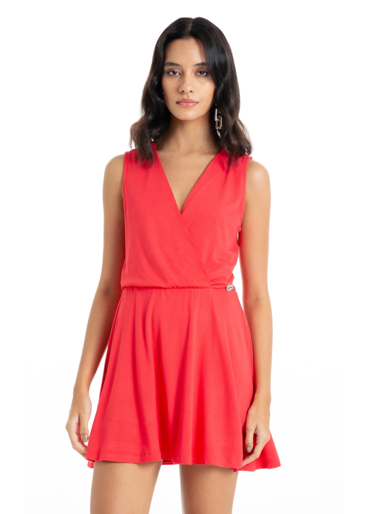 Vestido Ellus Crepe Desire Transpasse Curto Vermelho Vivo