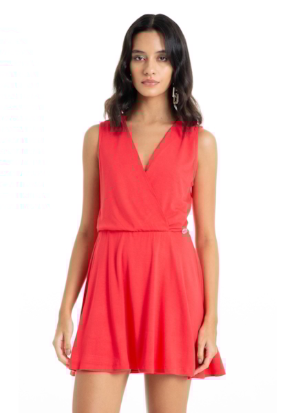 Vestido Ellus Crepe Desire Transpasse Curto Vermelho Vivo