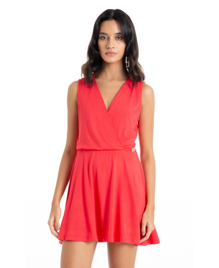 Vestido Ellus Crepe Desire Transpasse Curto Vermelho Vivo