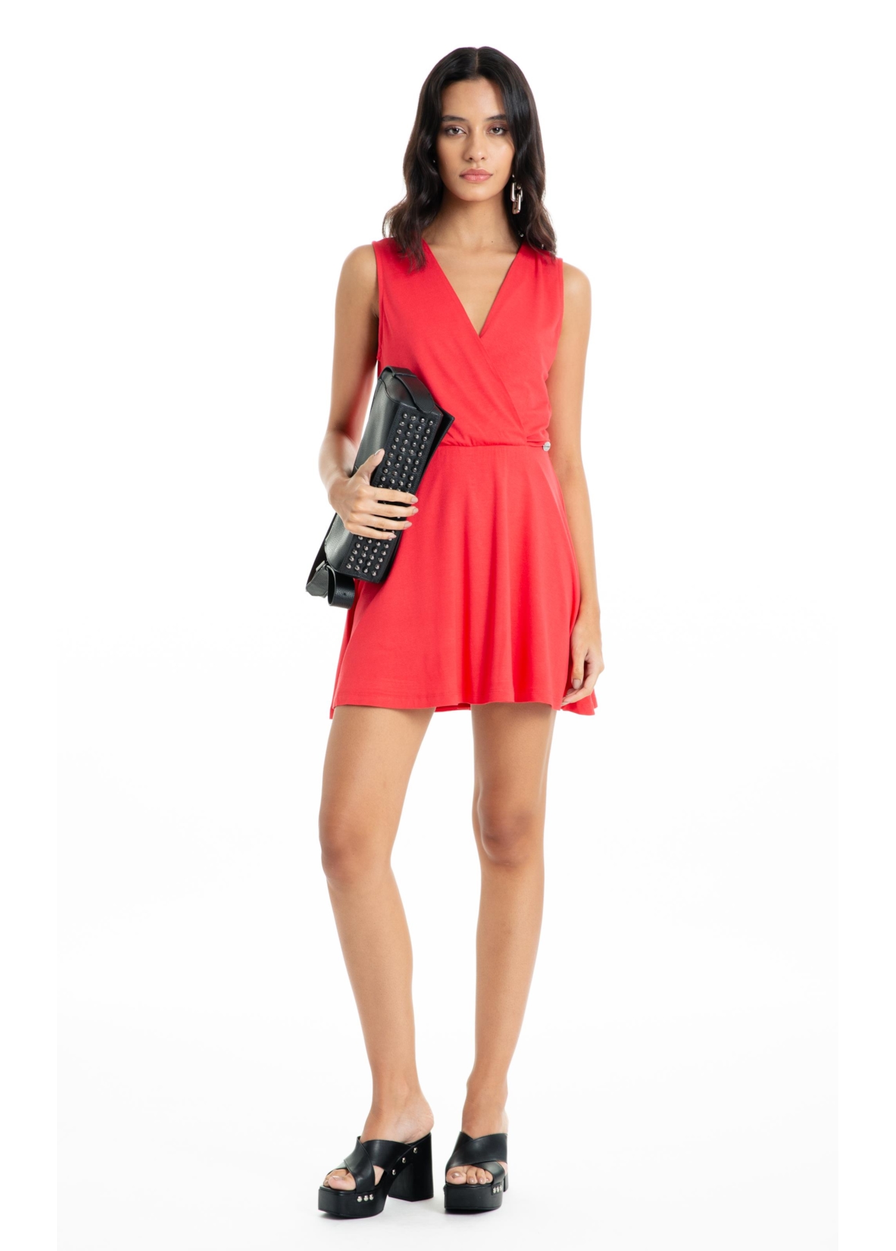 Vestido Ellus Crepe Desire Transpasse Curto Vermelho Vivo