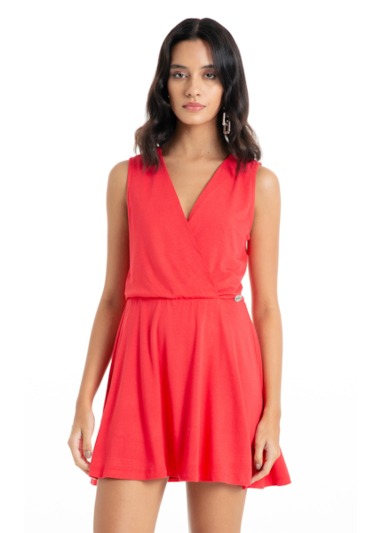 Vestido Ellus Crepe Desire Transpasse Curto Vermelho Vivo