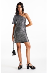 Vestido Ellus Cutout Side Foil Dress Preto