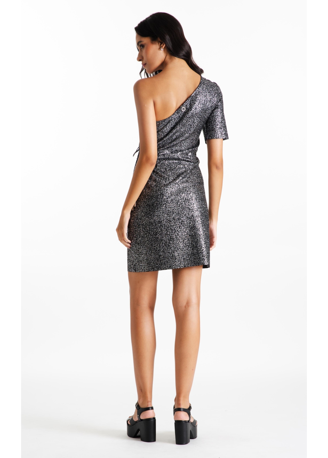 Vestido Ellus Cutout Side Foil Dress Preto