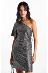 Vestido Ellus Cutout Side Foil Dress Preto