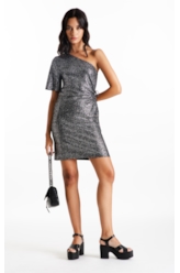 Vestido Ellus Cutout Side Foil Dress Preto