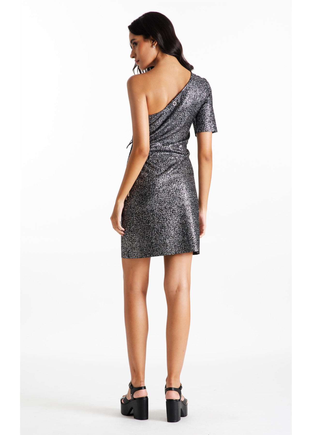 Vestido Ellus Cutout Side Foil Dress Preto