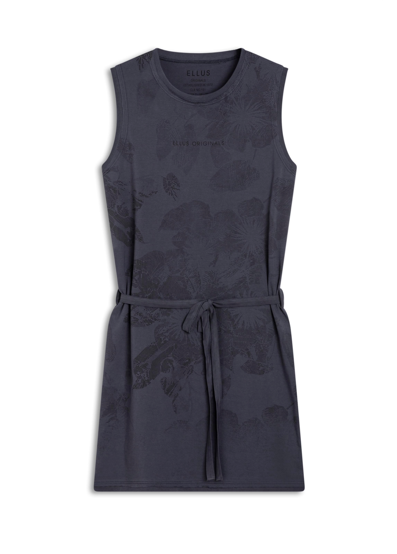 Vestido Ellus Flowers Sleeveless Dark Navy