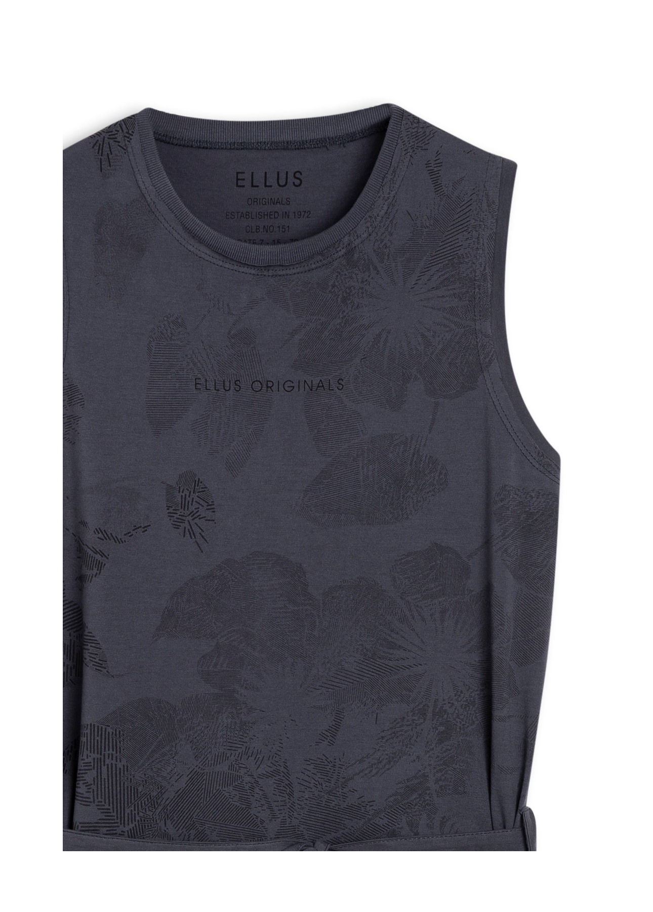 Vestido Ellus Flowers Sleeveless Dark Navy