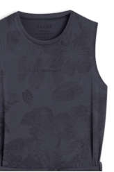 Vestido Ellus Flowers Sleeveless Dark Navy