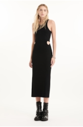 Vestido Ellus Piercing Ribbed Dress Preto