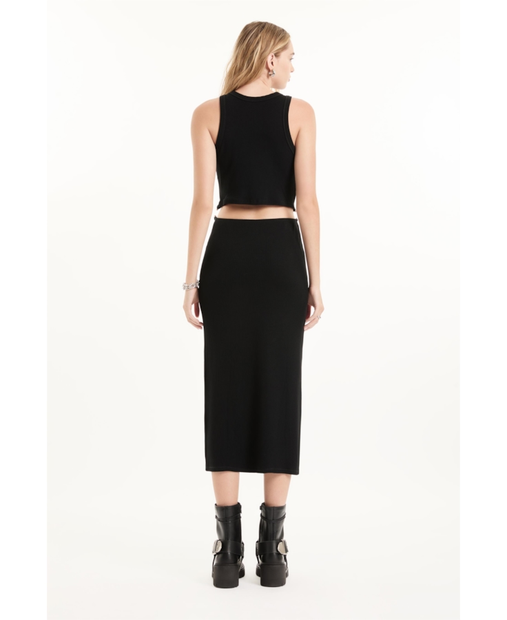 Vestido Ellus Piercing Ribbed Dress Preto