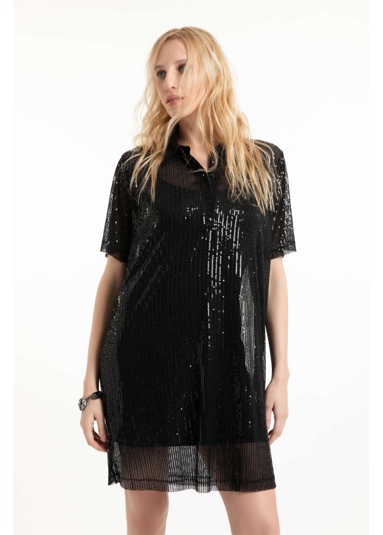 Vestido Ellus Piquet Boxy Dress Preto