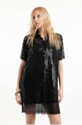 Vestido Ellus Piquet Boxy Dress Preto