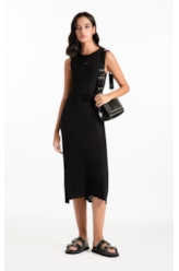 Vestido Ellus Rib Side Slit Preto