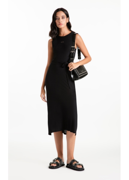 Vestido Ellus Rib Side Slit Preto
