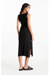 Vestido Ellus Rib Side Slit Preto