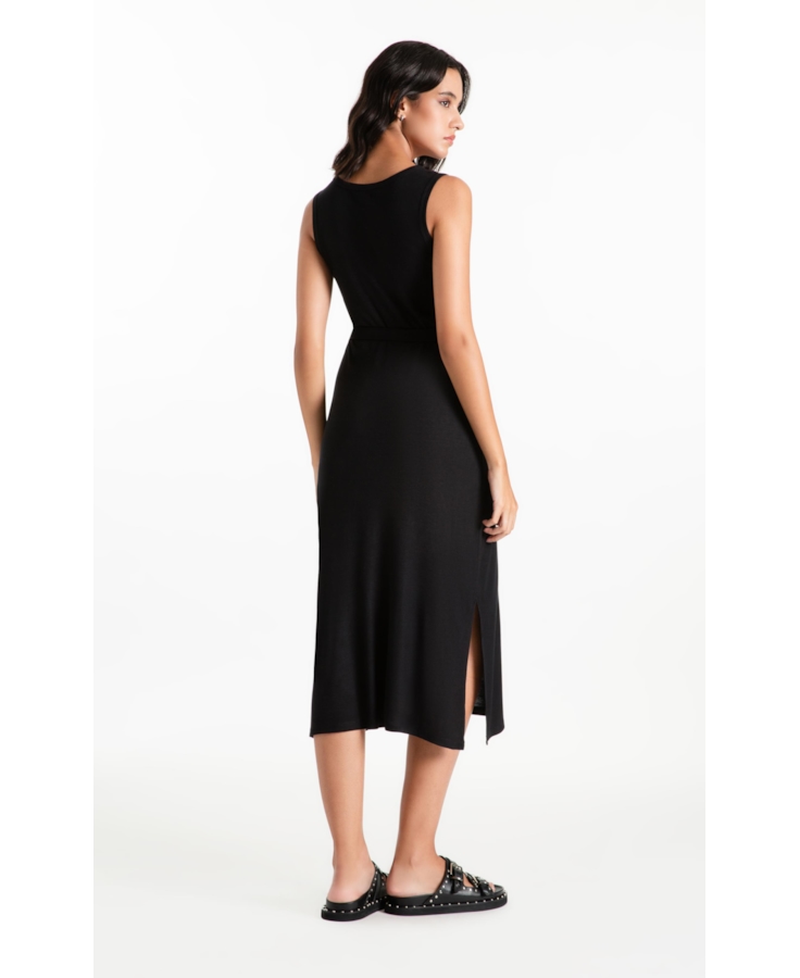 Vestido Ellus Rib Side Slit Preto