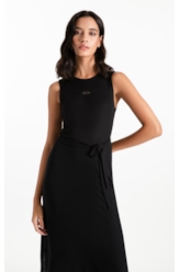 Vestido Ellus Rib Side Slit Preto