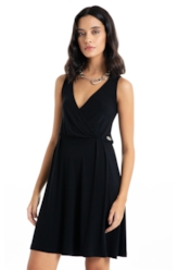 Vestido Ellus Viscolycra Transpasse Knee Preto