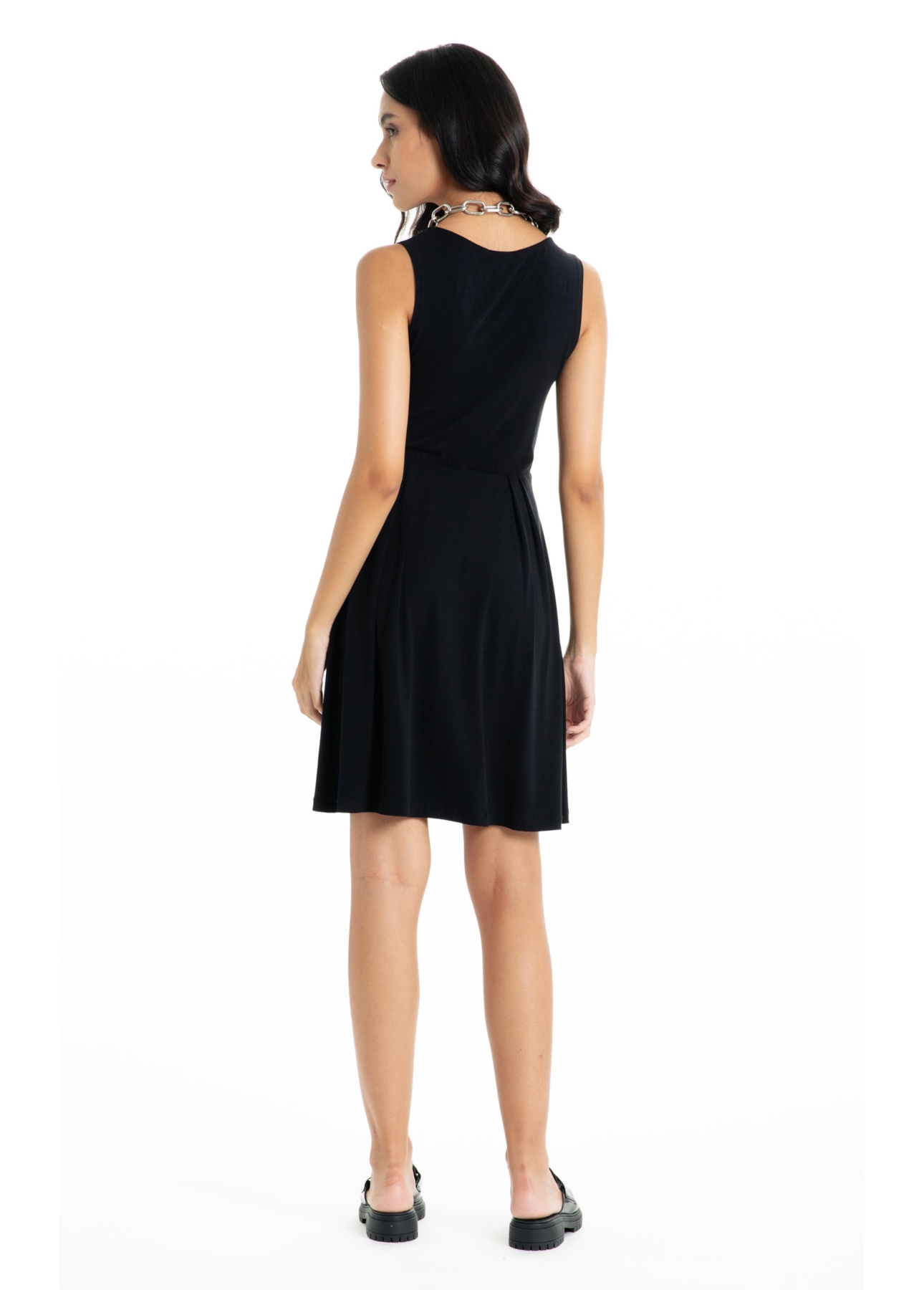 Vestido Ellus Viscolycra Transpasse Knee Preto