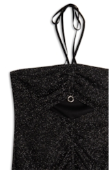 Vestido Fancy Net Lux Draped Preto