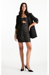 Vestido Fancy Net Lux Draped Preto