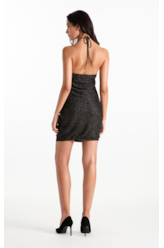 Vestido Fancy Net Lux Draped Preto
