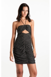Vestido Fancy Net Lux Draped Preto