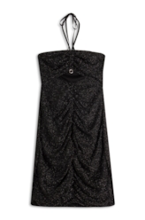 Vestido Fancy Net Lux Draped Preto