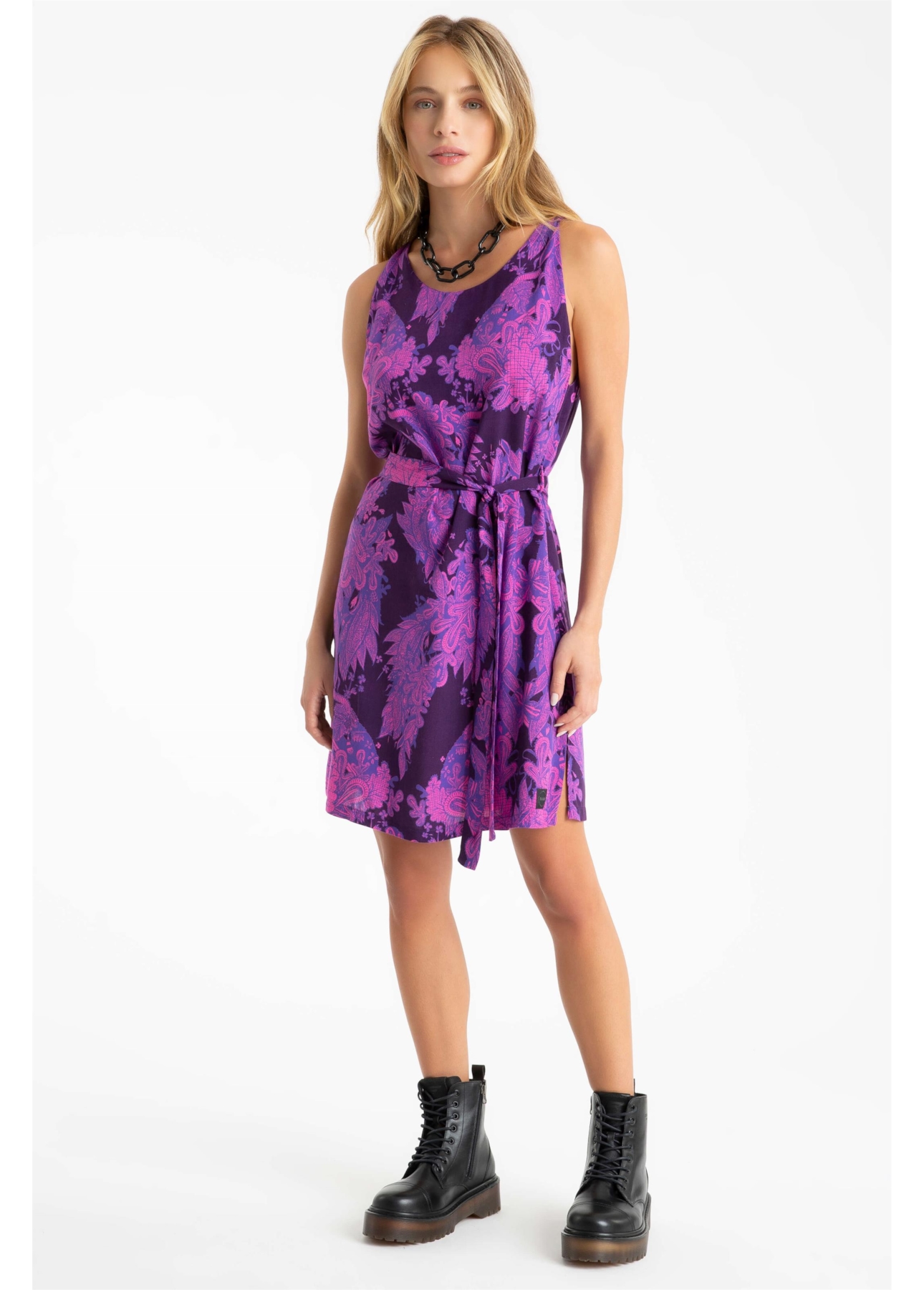 Vestido Floral Sleeveless Royal