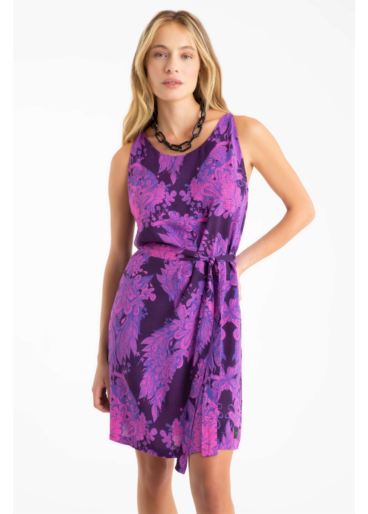 Vestido Floral Sleeveless Royal