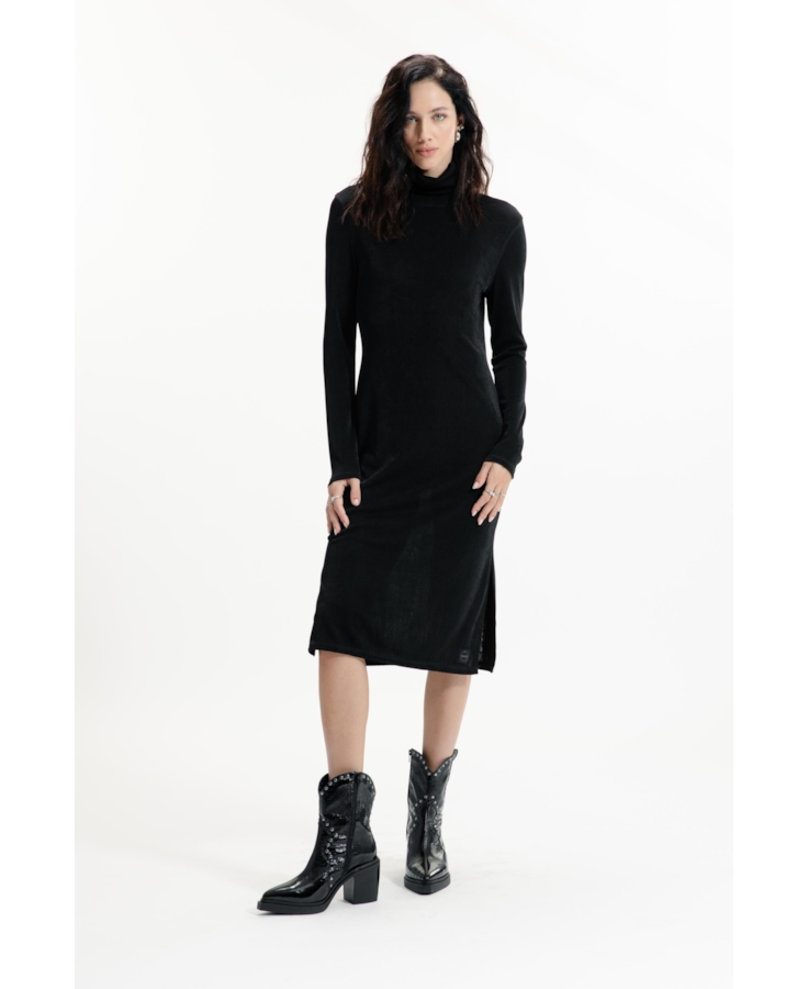 Vestido Flow Turtleneck Preto