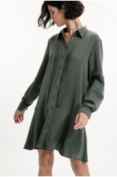 Vestido Fluid Breeze Pleats Verde Militar