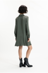 Vestido Fluid Breeze Pleats Verde Militar