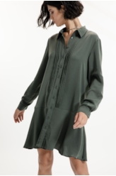 Vestido Fluid Breeze Pleats Verde Militar