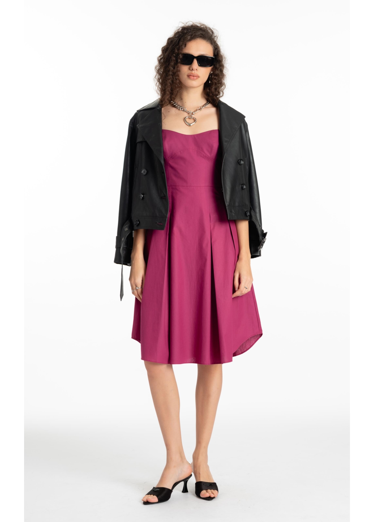 Vestido Galles Pleated Pitaya