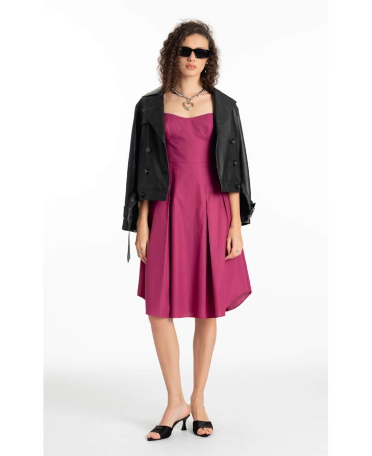 Vestido Galles Pleated Pitaya
