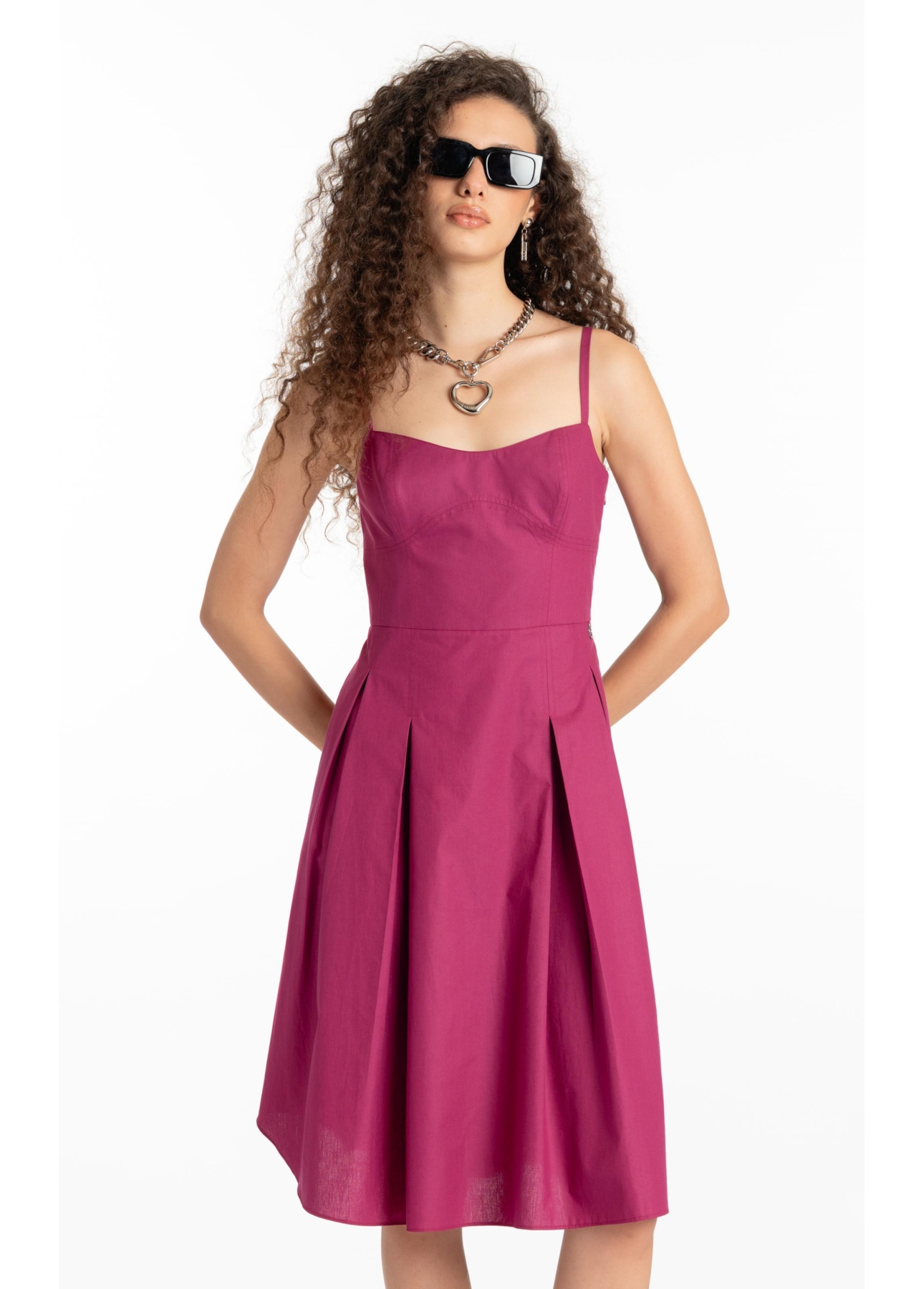 Vestido Galles Pleated Pitaya