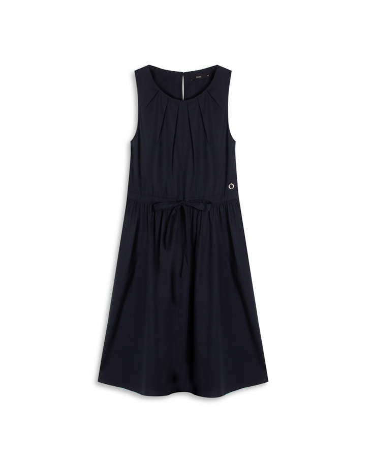 Vestido Galles Pleats Midi Dark Navy