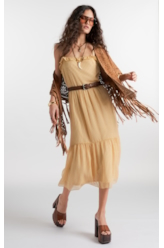 Vestido Georgette Midi Amarelo