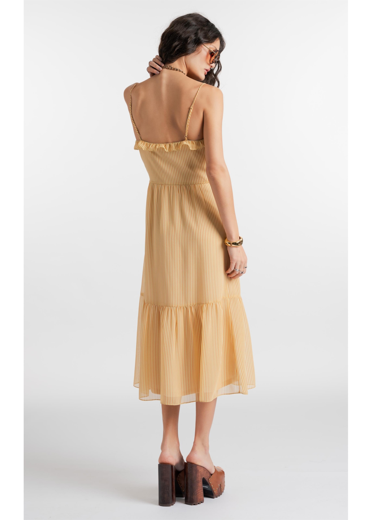 Vestido Georgette Midi Amarelo